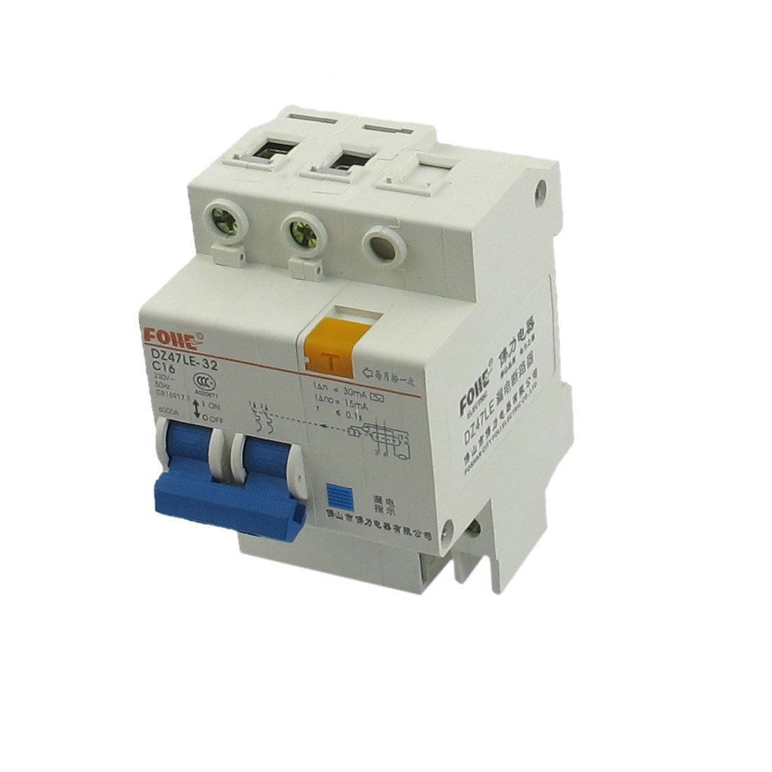 AC 230V 16A 2 Poles Overload Protection Earth Leakage Circuit Breaker 2P+N