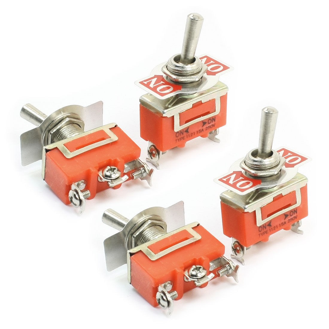 Panel Mount SPDT ON/ON 2 Position Toggle Switch AC 250V 15A E-TEN1121 4pcs