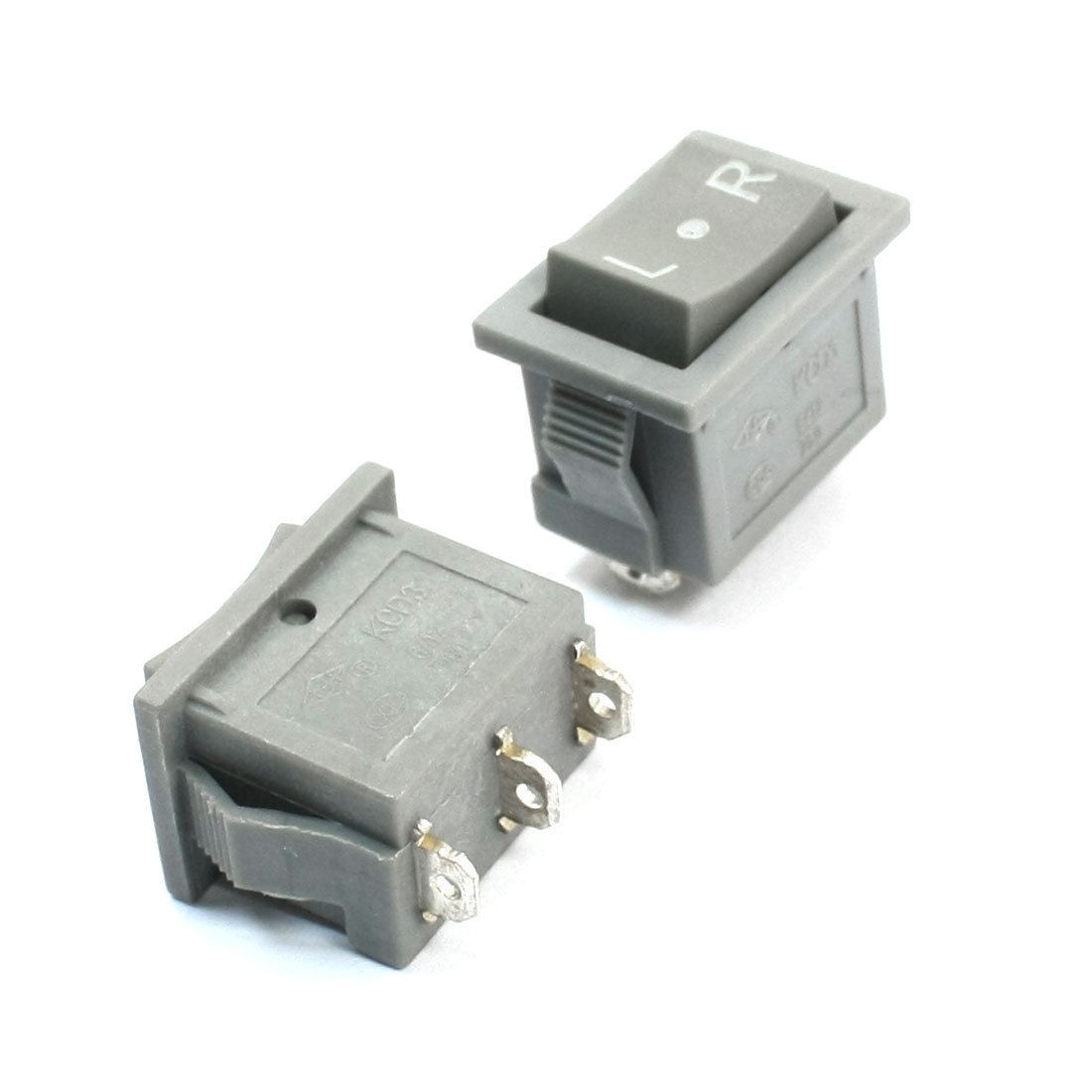 2pcs KCD3 AC 250V 6A/12A Latching SPDT 3-Position Rocker Switch Gray