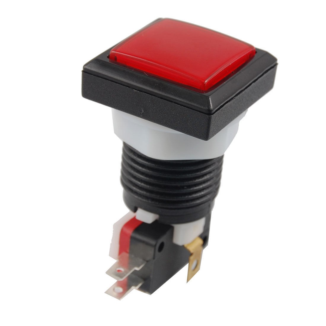 Red Square Push Button LED SPDT Momentary AC 250V 3A Micro Switch