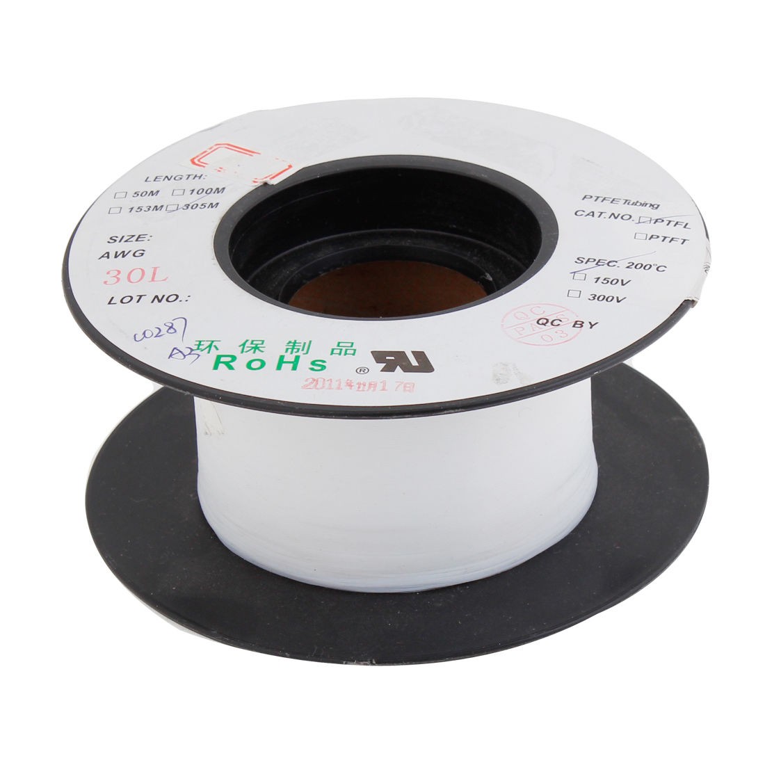 0.7mm OD 305 Meter 150V High Insulating Heat Non-stick PTFE Tubing Tube