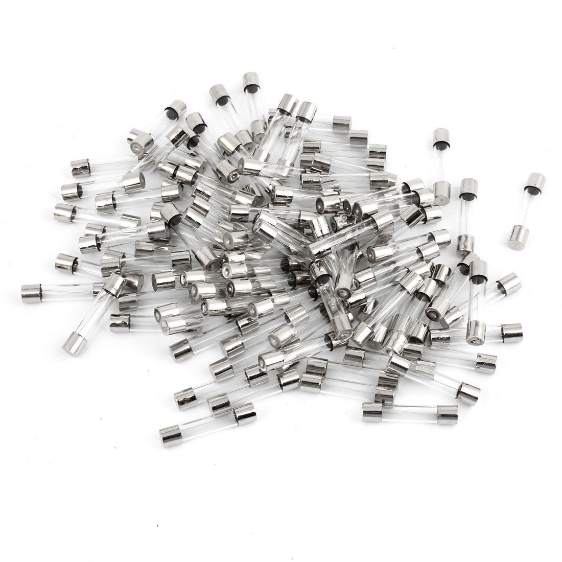 100 Pcs 250V 5A 6mm x 30mm Fast Blow Quick Glass Tube Fuses Clear Silver Tone