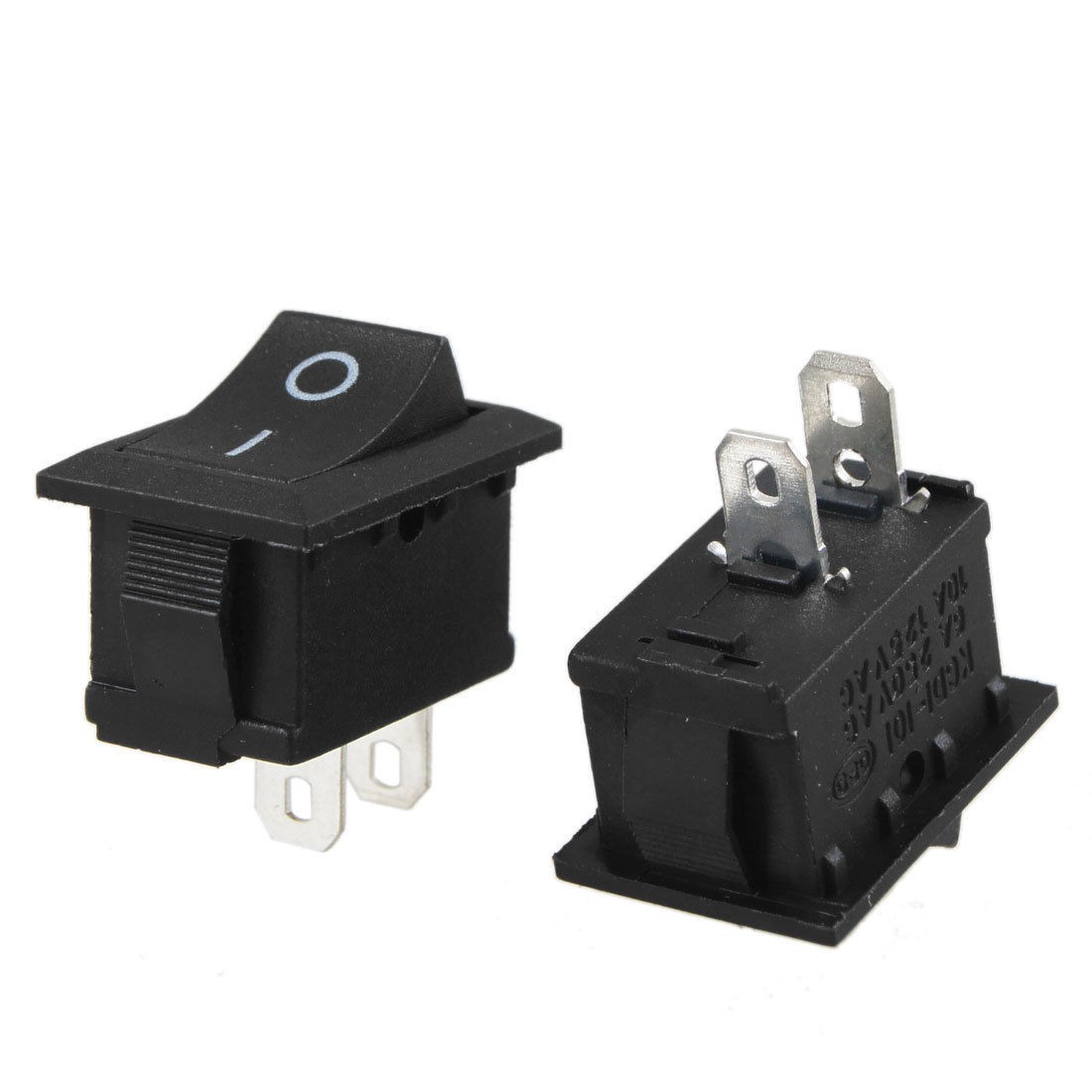 2 Pcs Black AC 250V 6A 2 Pin SPST On/off Snap-In Boat Rocker Switch