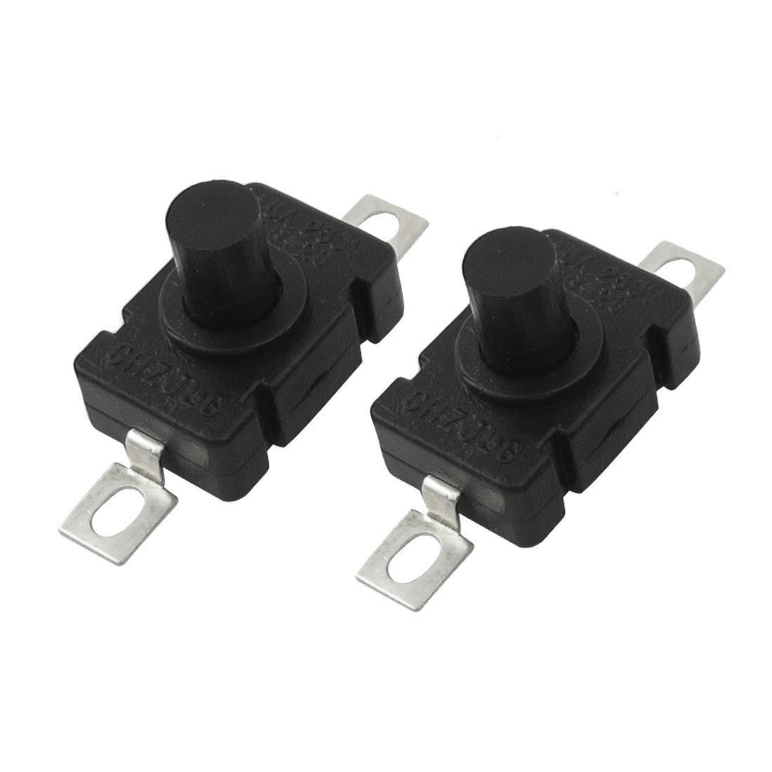 2 Pcs 2 Pin Rectangle Torch Momentary Push Button Switch AC 250V 1.5A