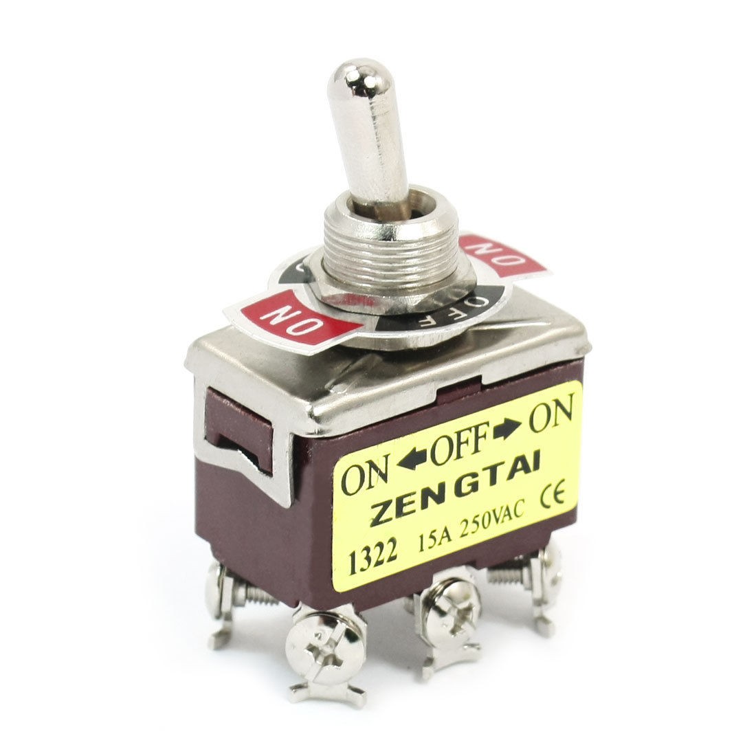 11mm Panel Mount DPDT ON/OFF/ON 3 Position Toggle Switch AC 250V 15A E-TEN1322