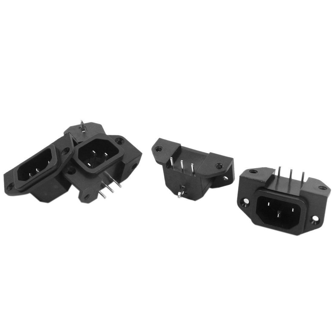 AC 250V 10A C14 Male PCB Board Soldering Power Adapter Socket 5Pcs