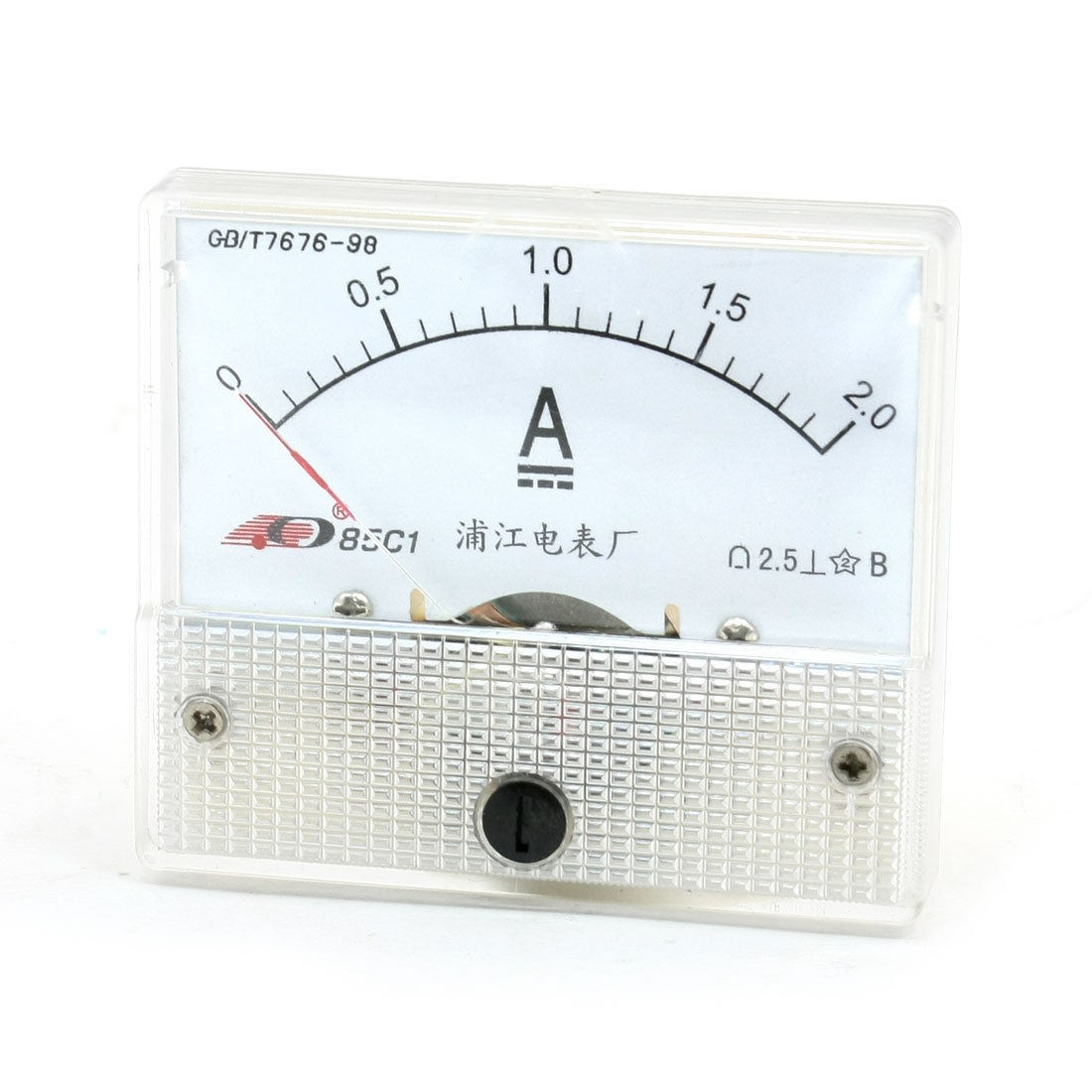 85C1 DC 0-2A Rectangle Analog Panel Ammeter Gauge