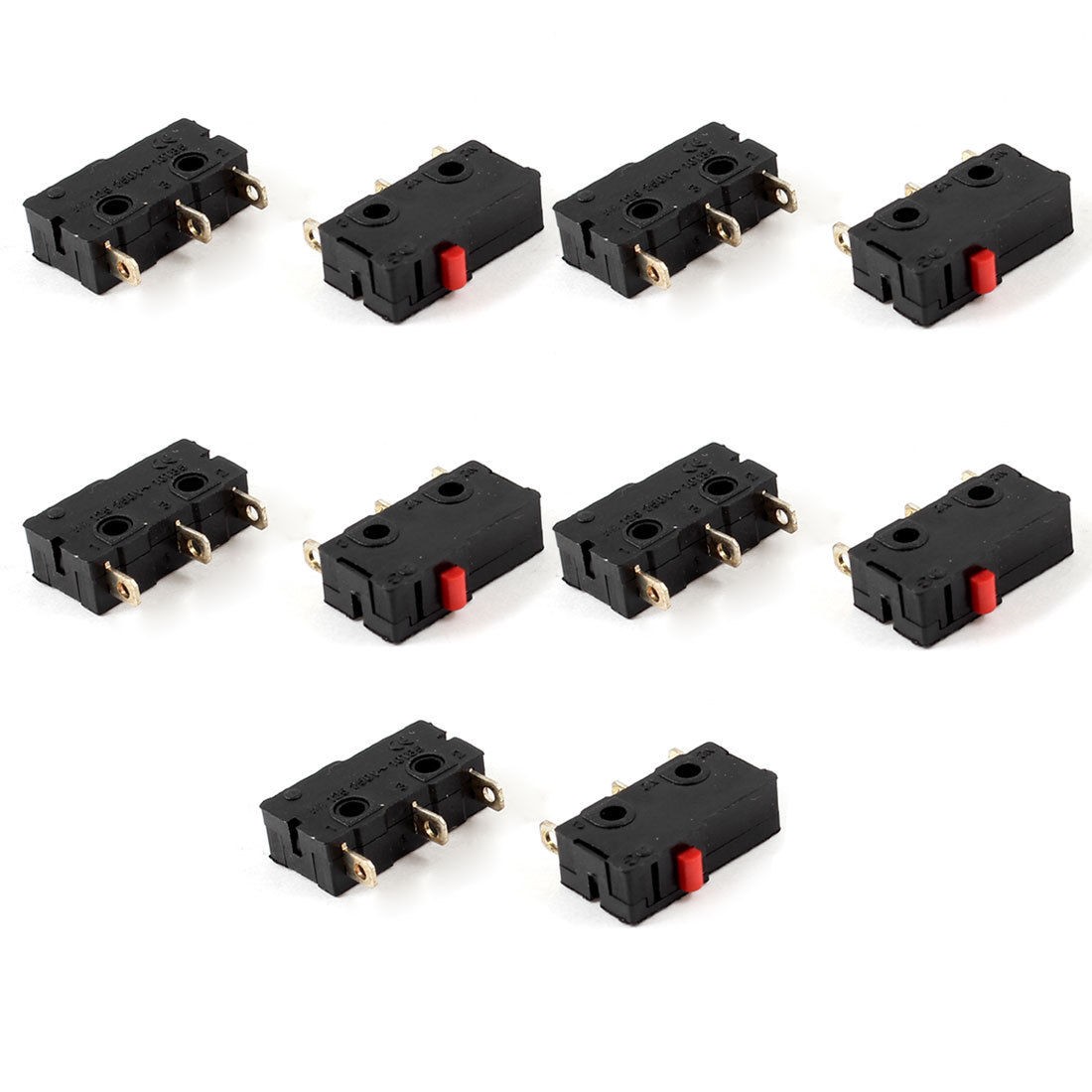 10 Pcs AC 125 250V 5A SPDT 3Pins Red Push Button Actuator Micro Limit Switch NEW