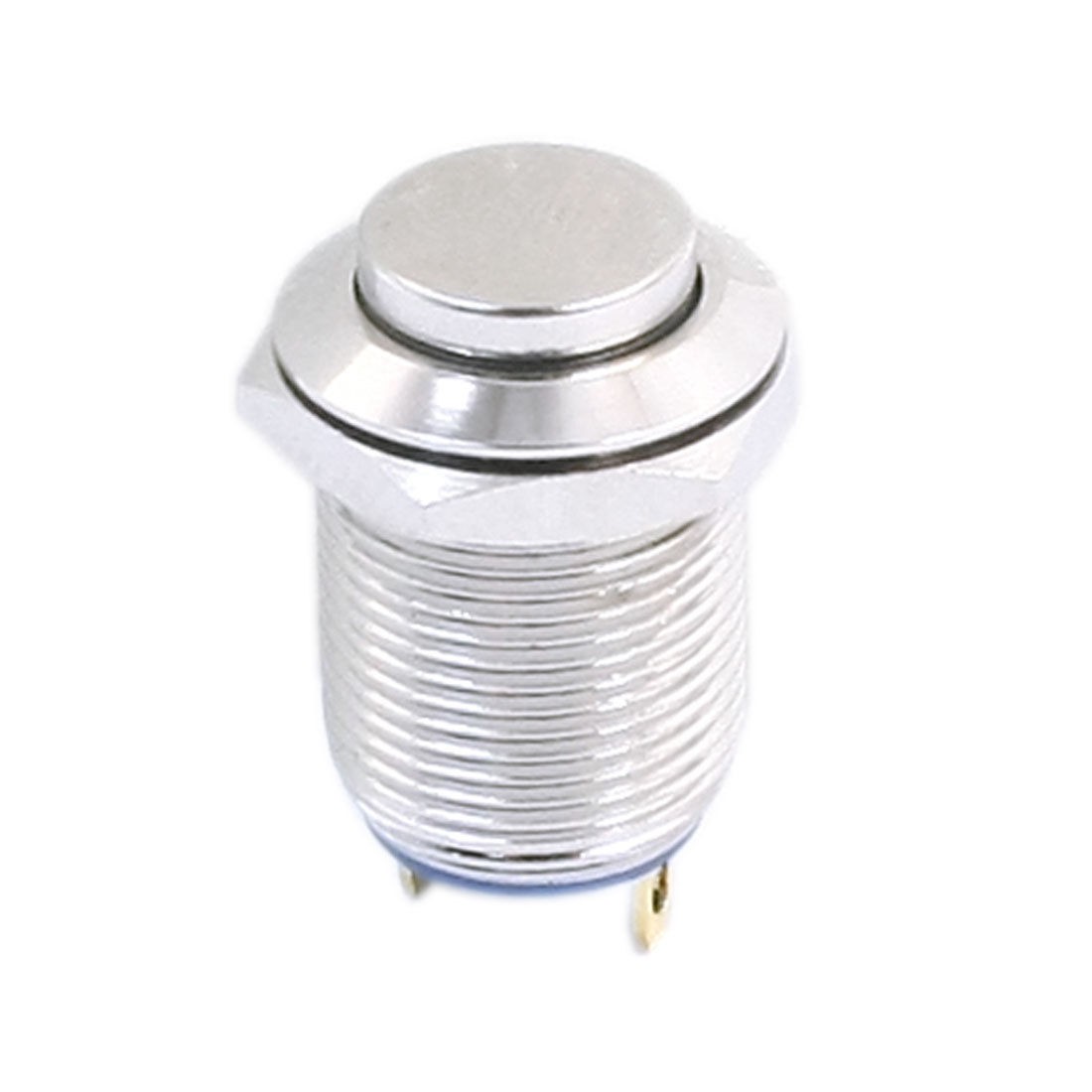AC 250V 2A SPST 12mm Thread Panel Mount Momentary Metal Push Button Switch