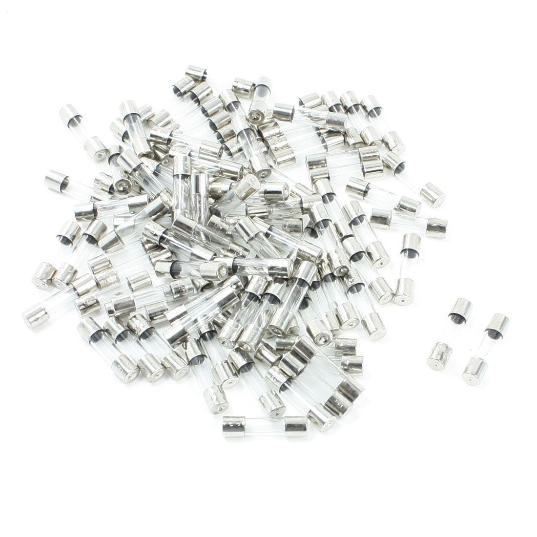 100 Pcs 5mm x 20mm Fast Blow Type Glass Tube Fuses 2A 250V Replacement