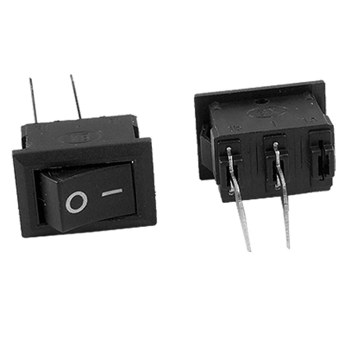 5x AC 250V 3A Right Angle ON-OFF I/O 2 Position SPST Snap In Rocker Switch 2 Pin