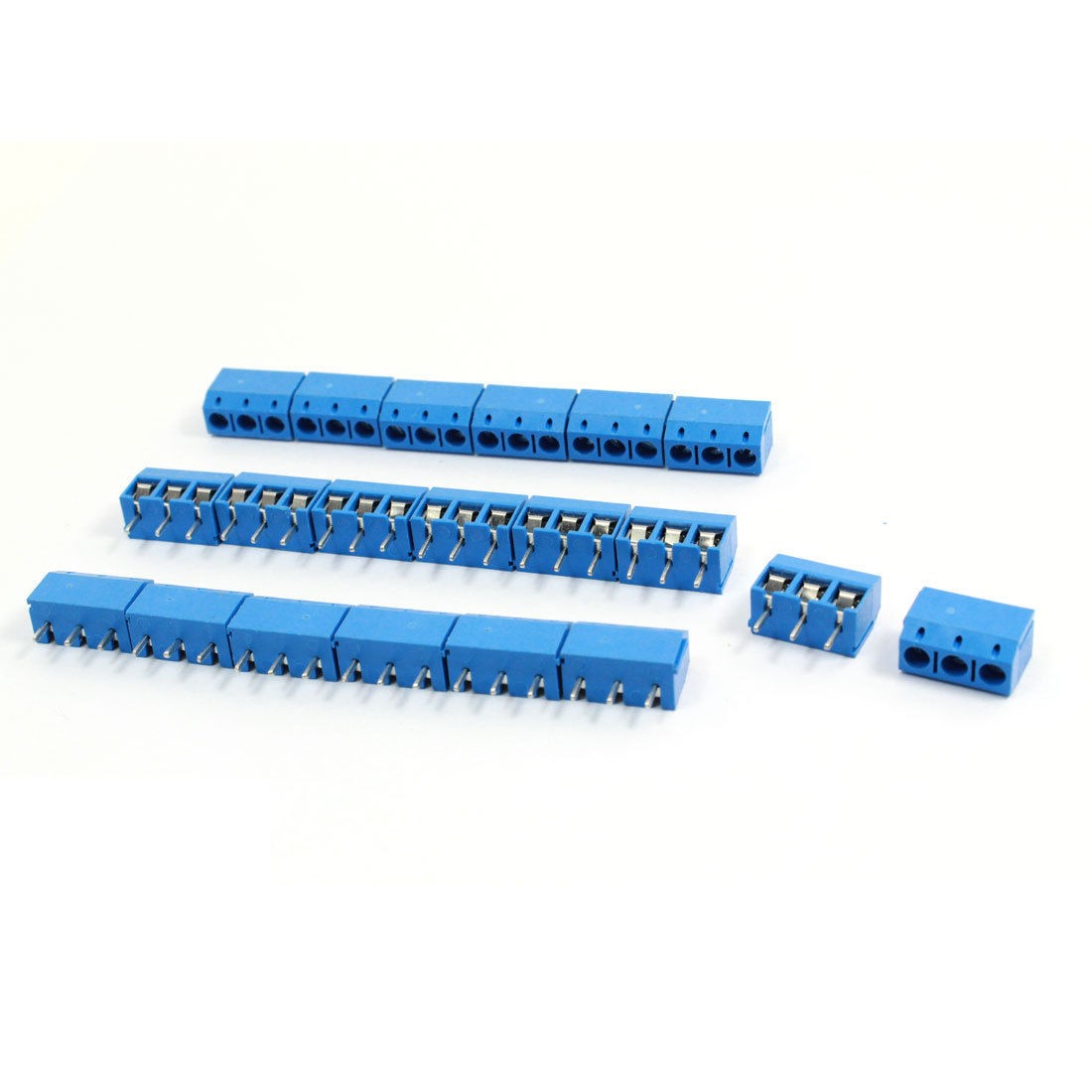 20 Pcs 301 3P 5mm Pitch 3 Pin AC 300V 10A Blue Screw Terminal Block Connector