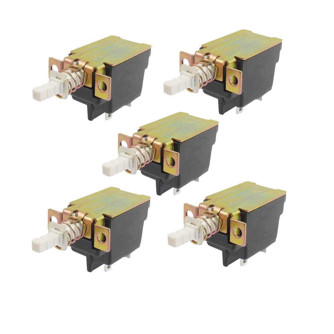 5 Pcs Spring Type DPST Latching Push Button Switch AC 250V 8A/128A