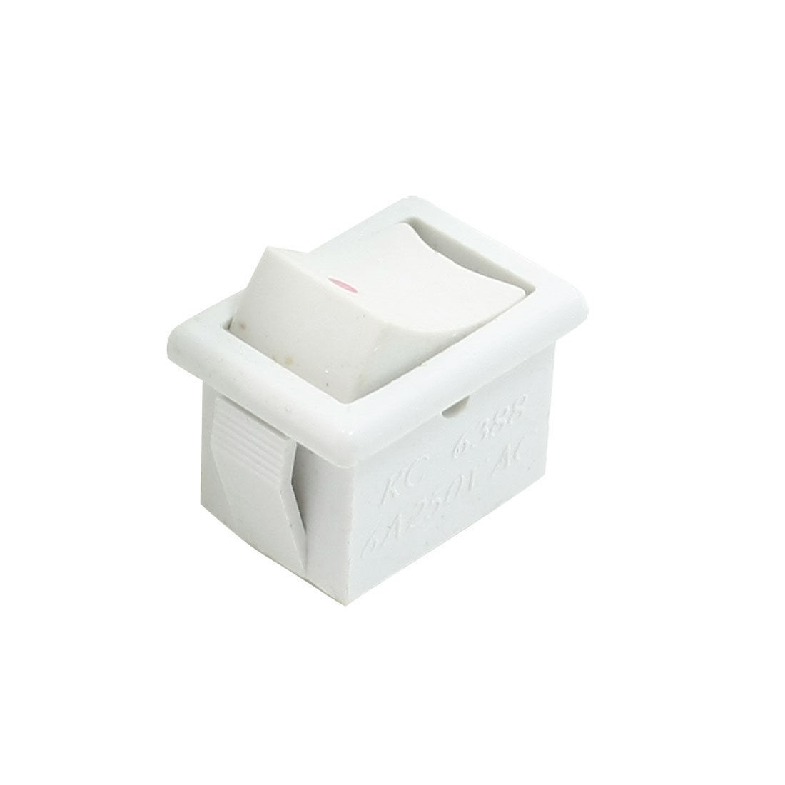 White AC 250V 6A 2 Pin Single Pole Single Throw SPST ON OFF Rocker Switches