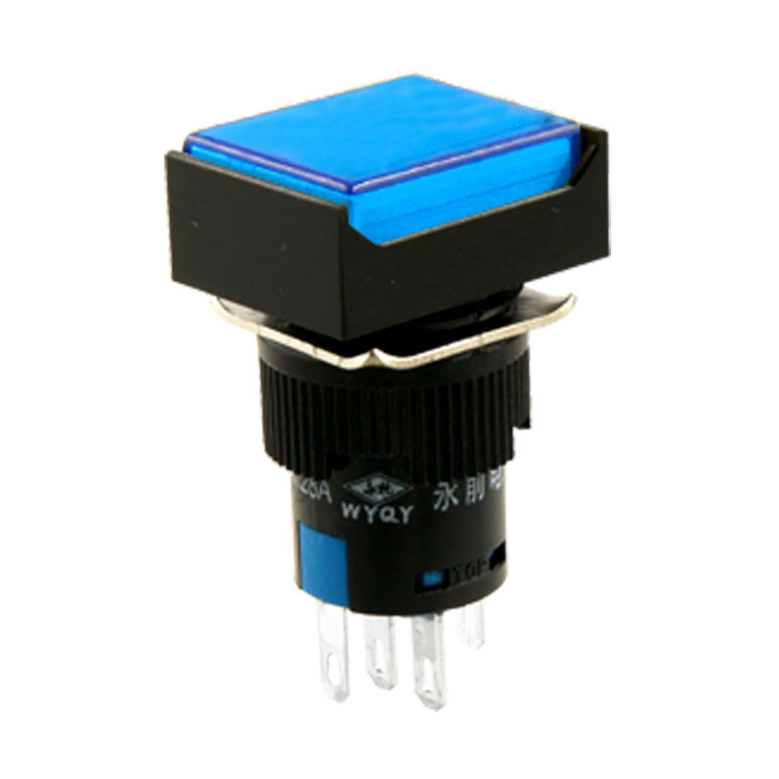 5 Pcs 5P Blue Lamp 1NO 1NC Latching Rectangular Push Button Switch AC 220V