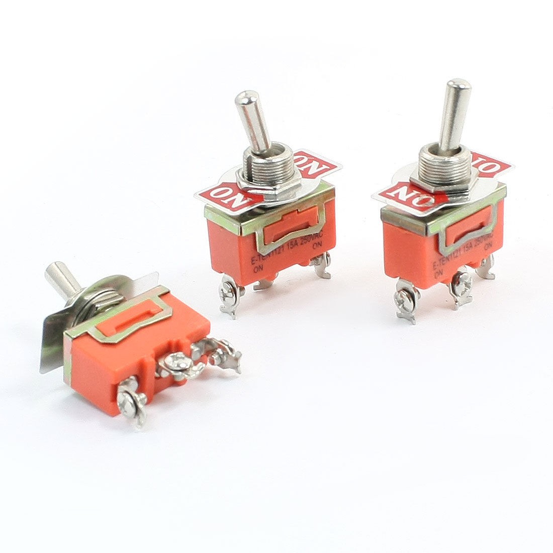 15A 250VAC 2 Position Locking SPDT Wobble Lever Control Toggle Switch 3Pcs