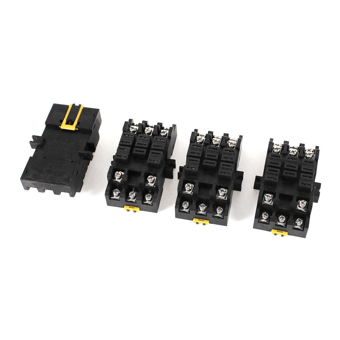 4 x Black 35mm DIN Rail Mount 11 Pin Terminals Power Relay Socket Base AC 220V