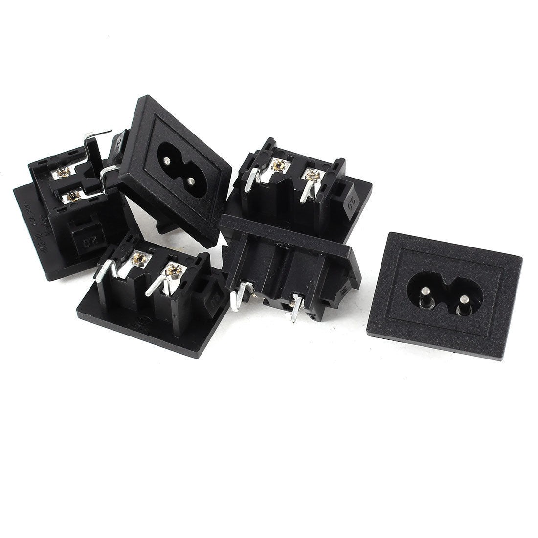 5 Pcs Black 2 Pins IEC320 C8 Inlet Plug Power Socket Adapter AC 250V 2.5A
