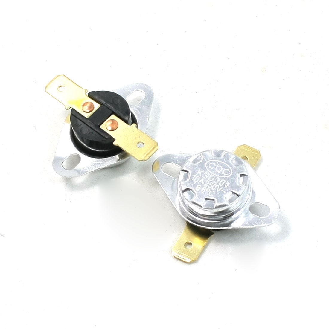 2 Pcs Soldered 85C NC.Temperature Control Plastic Thermostat Switch 10A AC250V