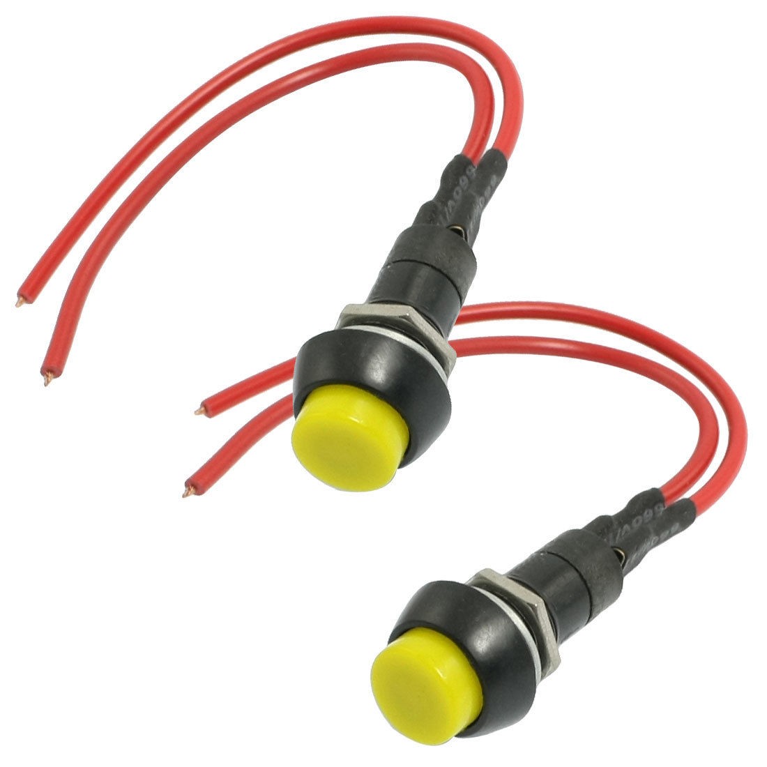 2 Pcs Yellow Cap Momentary Push Button Switch AC 250V 3A