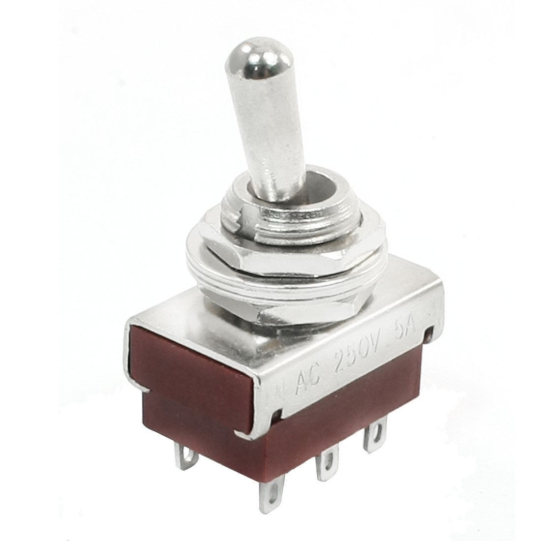 Replacement Panel Mount DPDT 6 Pin Latching Toggle Switch AC 250V 5A