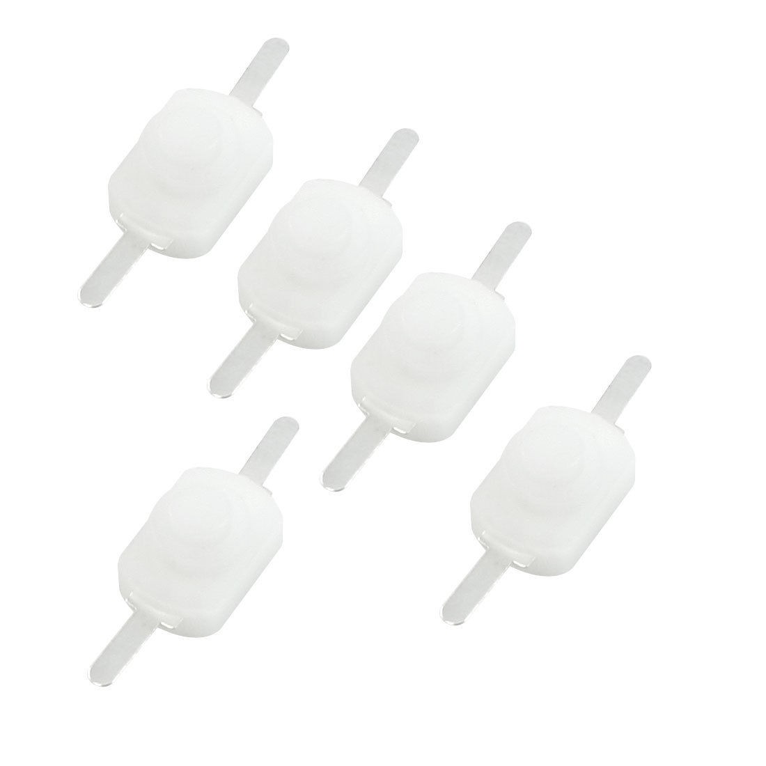 5 Pcs White Round Push Button Self-Locking Action Torch Switch AC 250V 1.5A