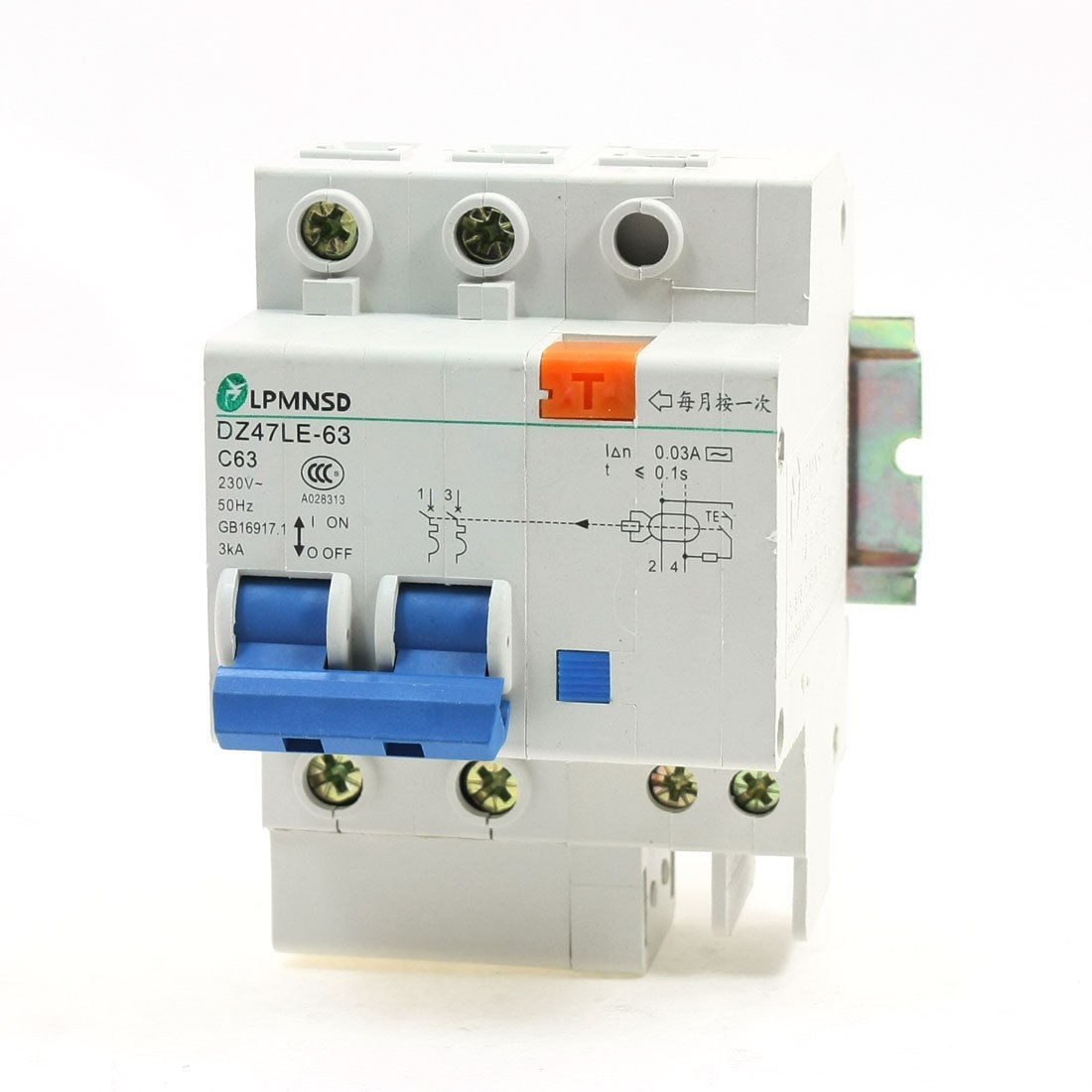 3kA Overload Protection C63 2P 230V 63A Circuit Breaker w Guide Rail