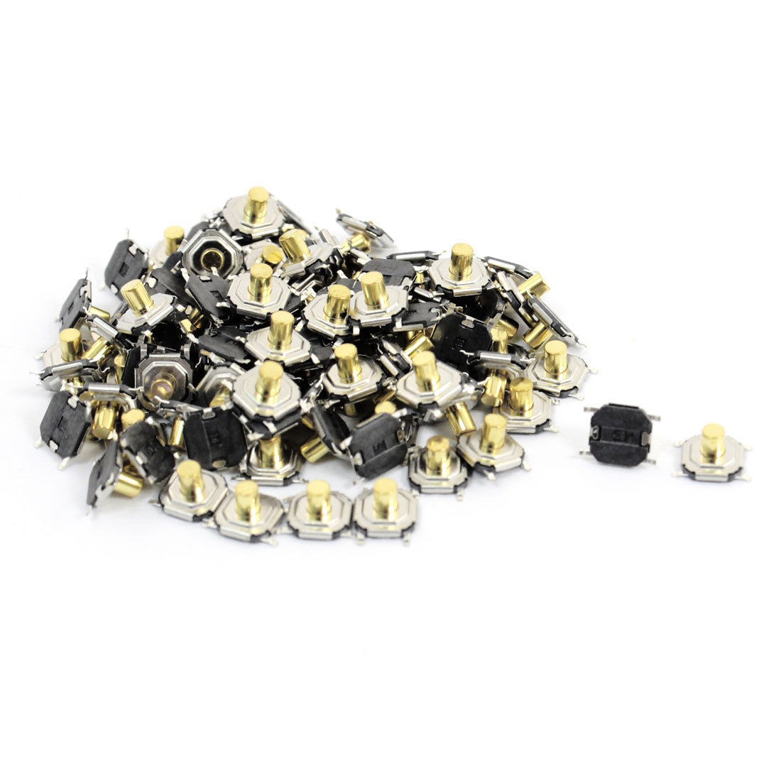 100 Pcs 4x4x3.5mm 4-Pin SMD Momentary Tactile Tact Push Button Switches