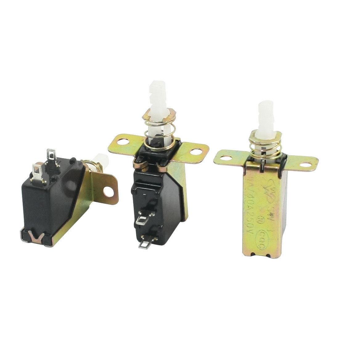 3 Pcs 2P SPST Spring Loaded Locking Push Button Switch 5A/40A 250V AC SW-3