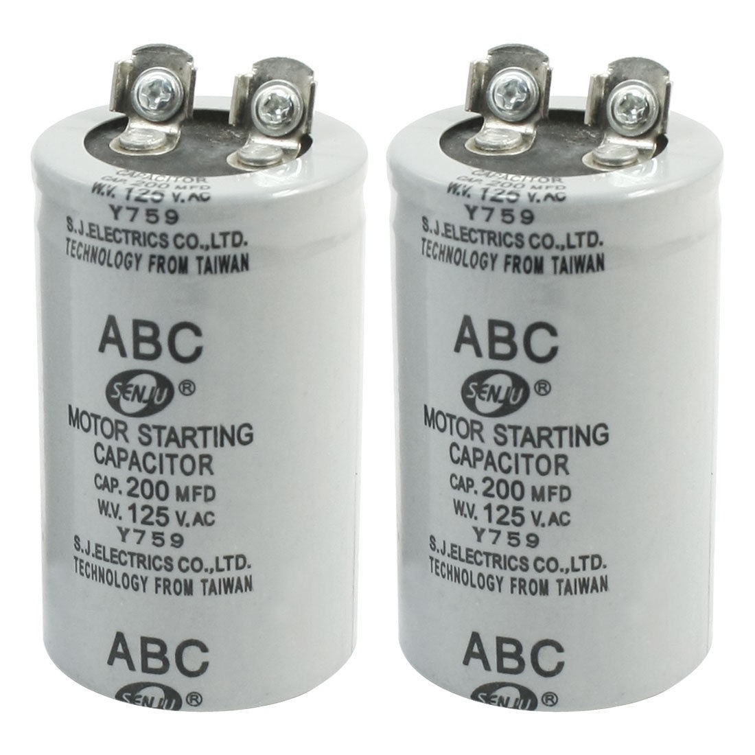 2Pcs AC125V 200MFD 200uF 2 Screw Terminals Motor Start Capacitor