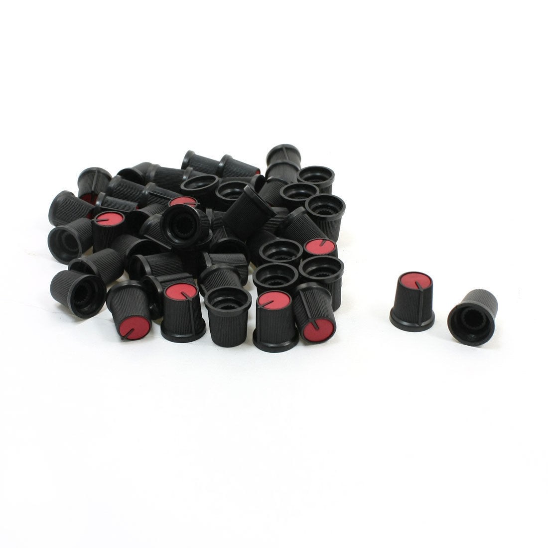 50 Pcs 6mm 15/64" Shaft Dia. Nonslip Potentiometer Knobs Red Black
