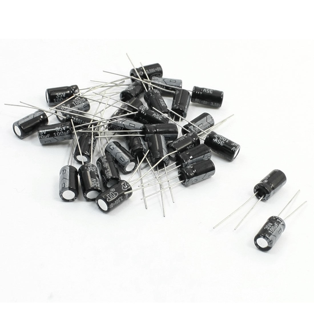 30Pcs 35V 100uF Radial Lead Electrolytic Capacitor 6mm x 12mm