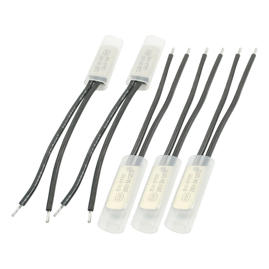 5Pcs 120C 250V 5A Dual Cable Circuit Cut Off Temperature Thermal Fuses