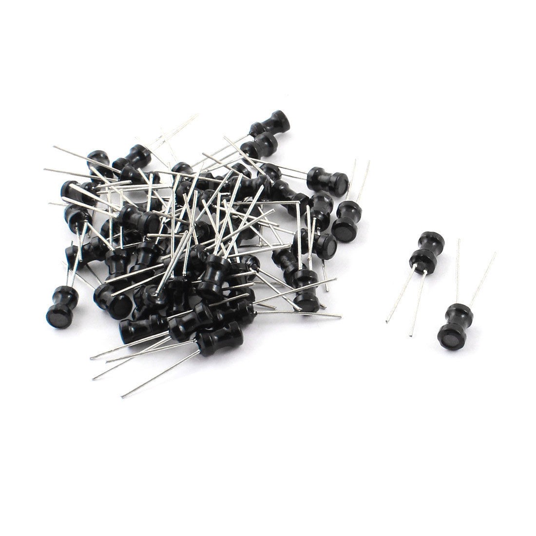 50Pcs 680uH 150mA 4x6mm 10% Tolerance Radial Lead Inductor Black