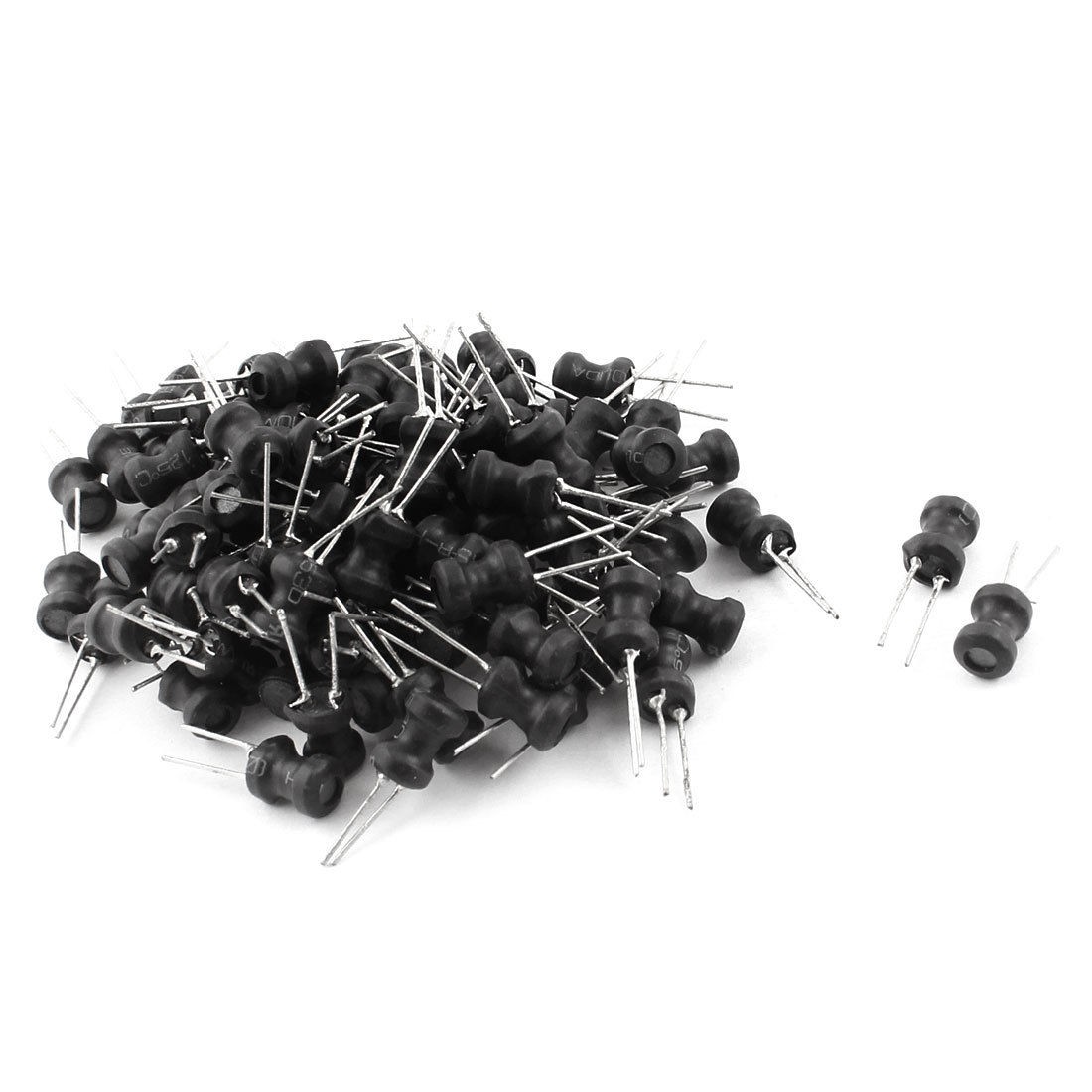 100Pcs 4.7uH 150mA 6x8mm 10% Tolerance Shielded Radial Lead Inductor Black
