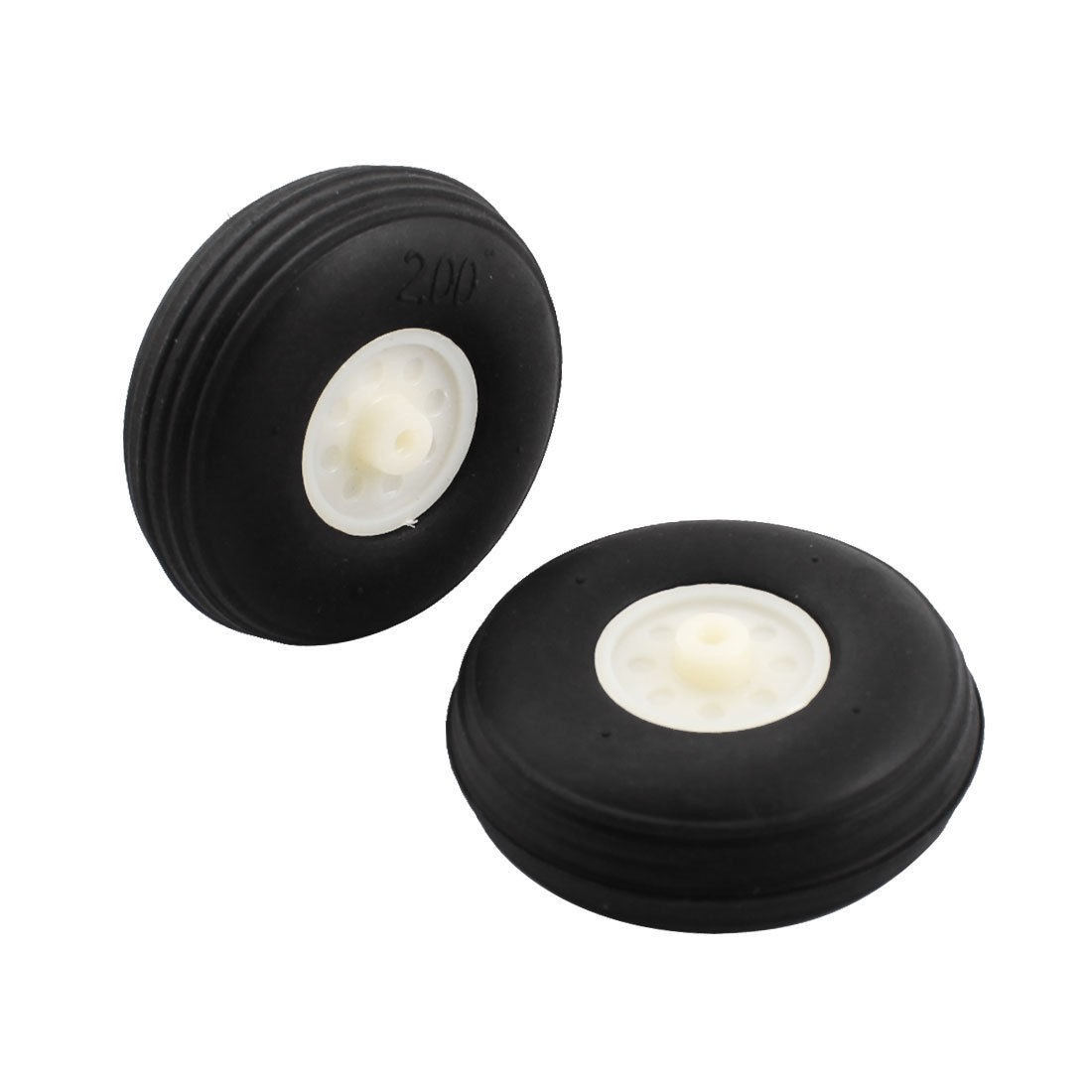 2 Pcs 50mm x 18mm Black Rubber Wheel Tire for 3mm Shaft RC Airplane Aircraft