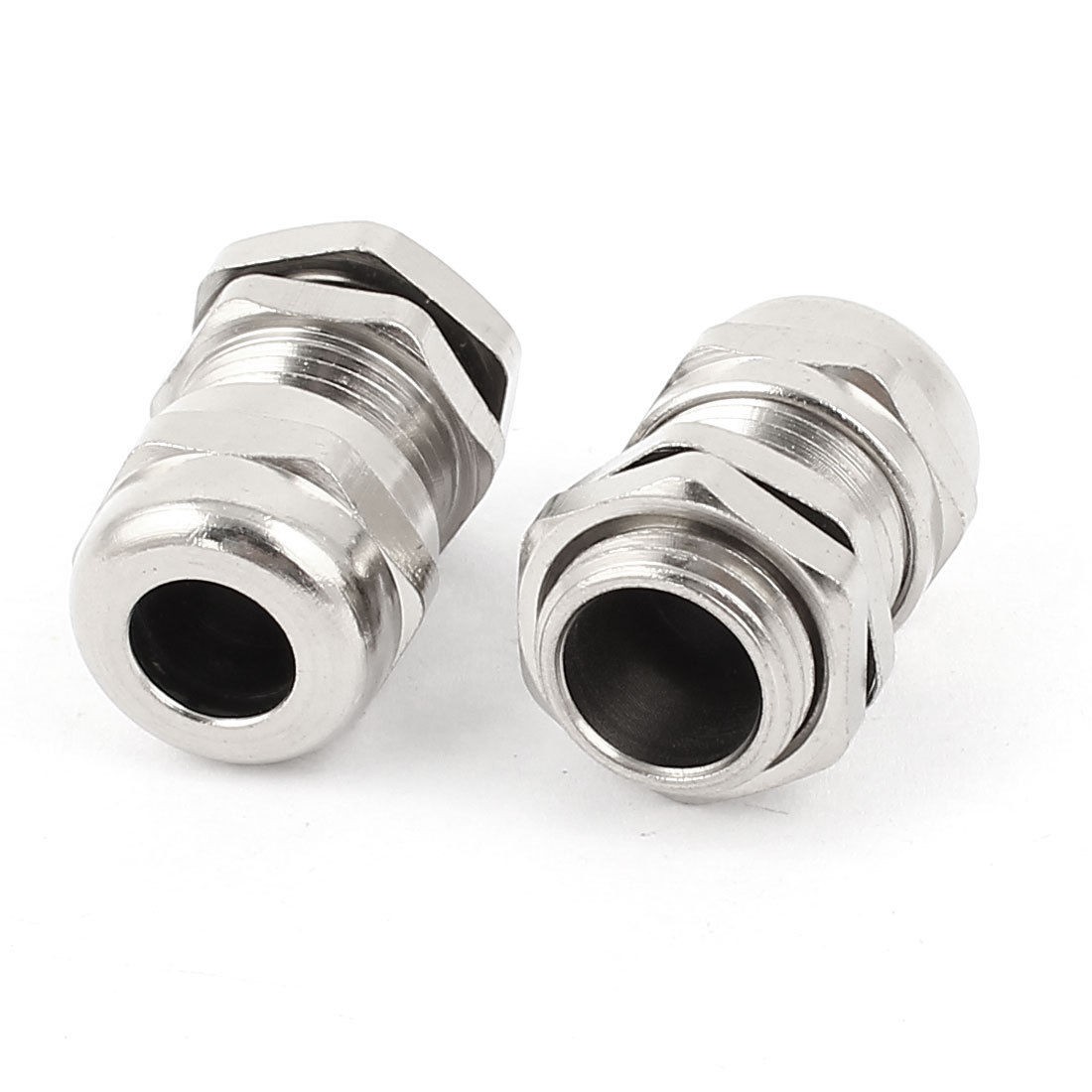 2 Pcs M14 Silver Tone Metal 4-8mm Dia Waterproof Cable Glands Connectors