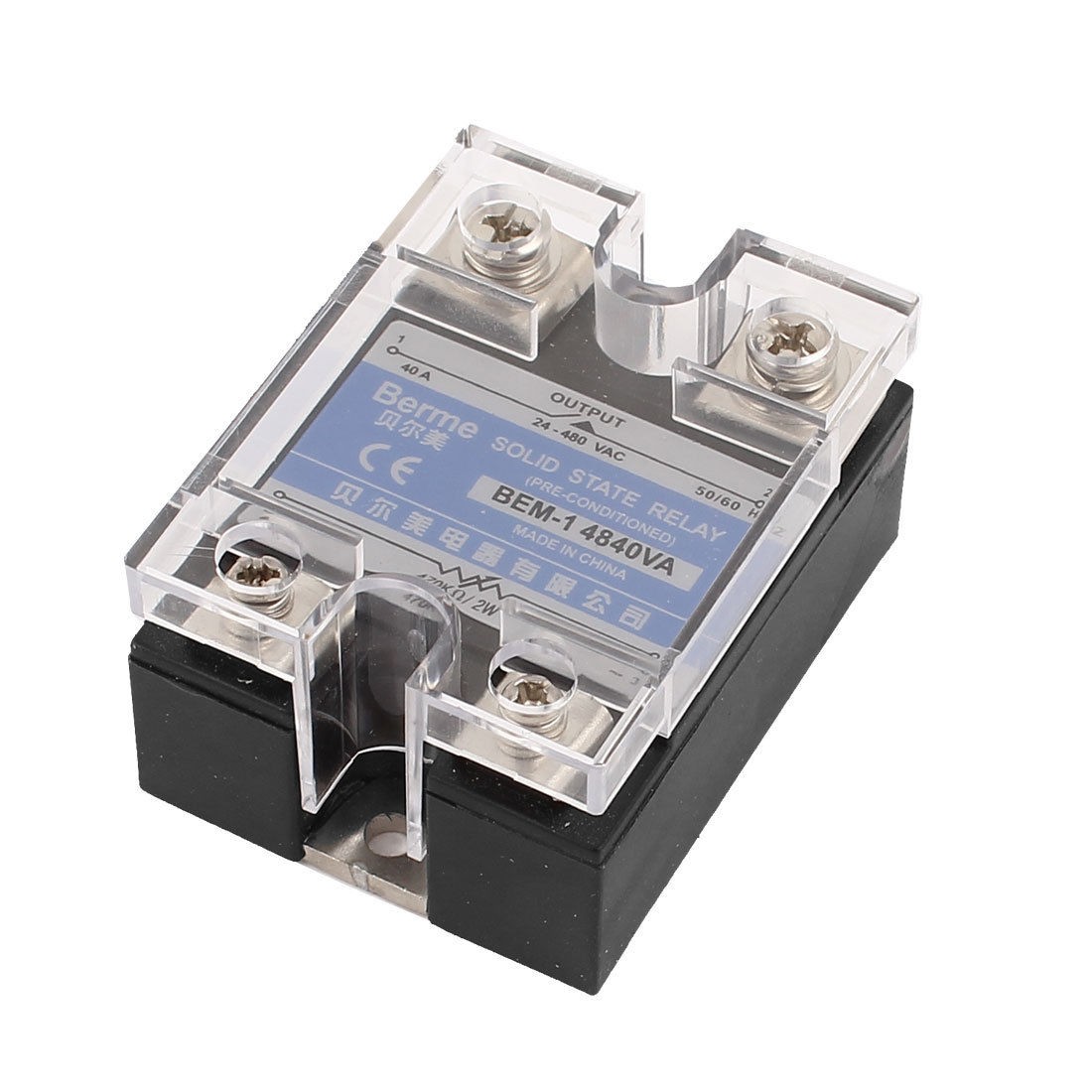 Black Metal Base Single Phase Solid State Relay AC 24- 480V 470k Ohm 2W