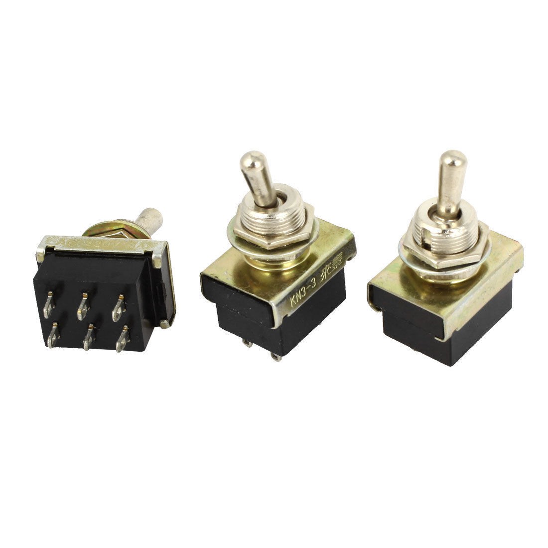 3 Pcs AC 220V 3A 6-Pin DPDT ON/ON Self Lock 2 Positions Toggle Switches