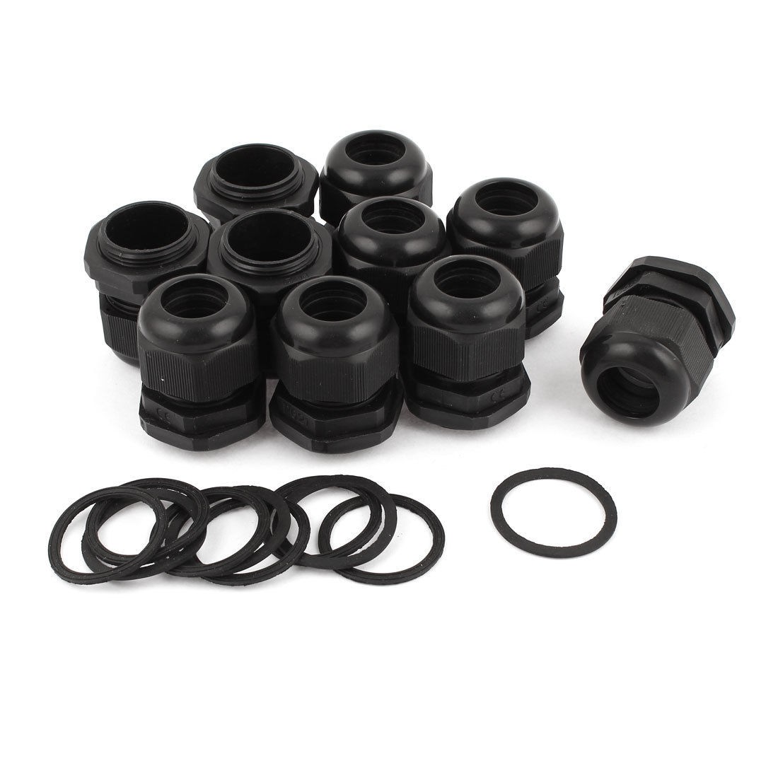 10 Pcs PG21 Black Plastic 13-18mm Dia Waterproof Cable Glands Connectors