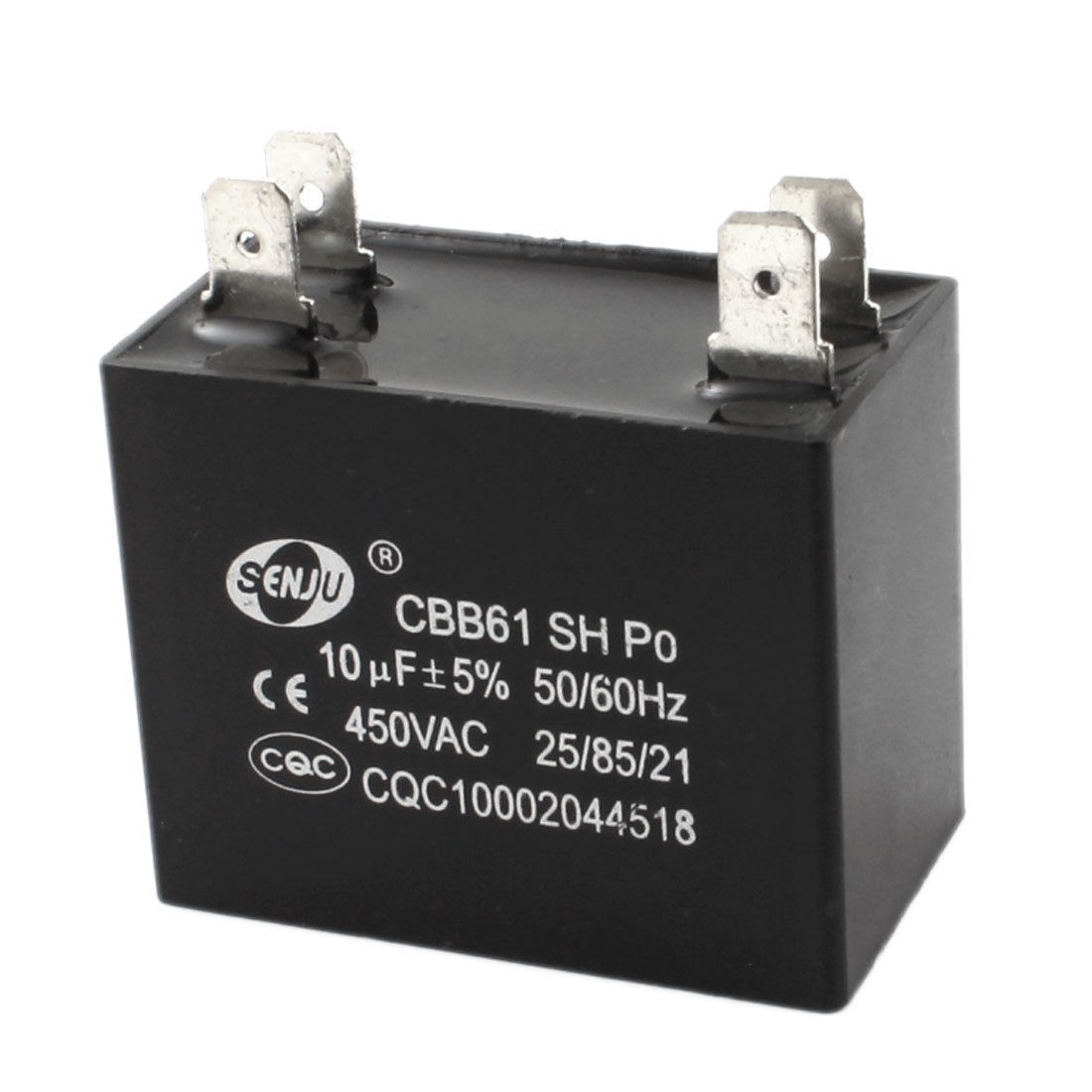AC 450V 10uF 4Pin Black Rectangle Motor Run Capacitor for Air Conditioner Fan