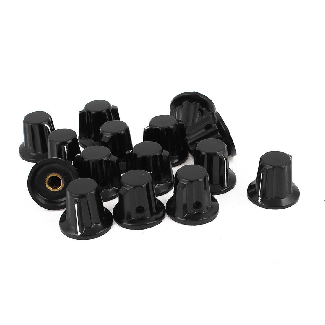 15PCS Volume Control Potentiometer Cap Knobs 6mm Hole 14mm Top Black