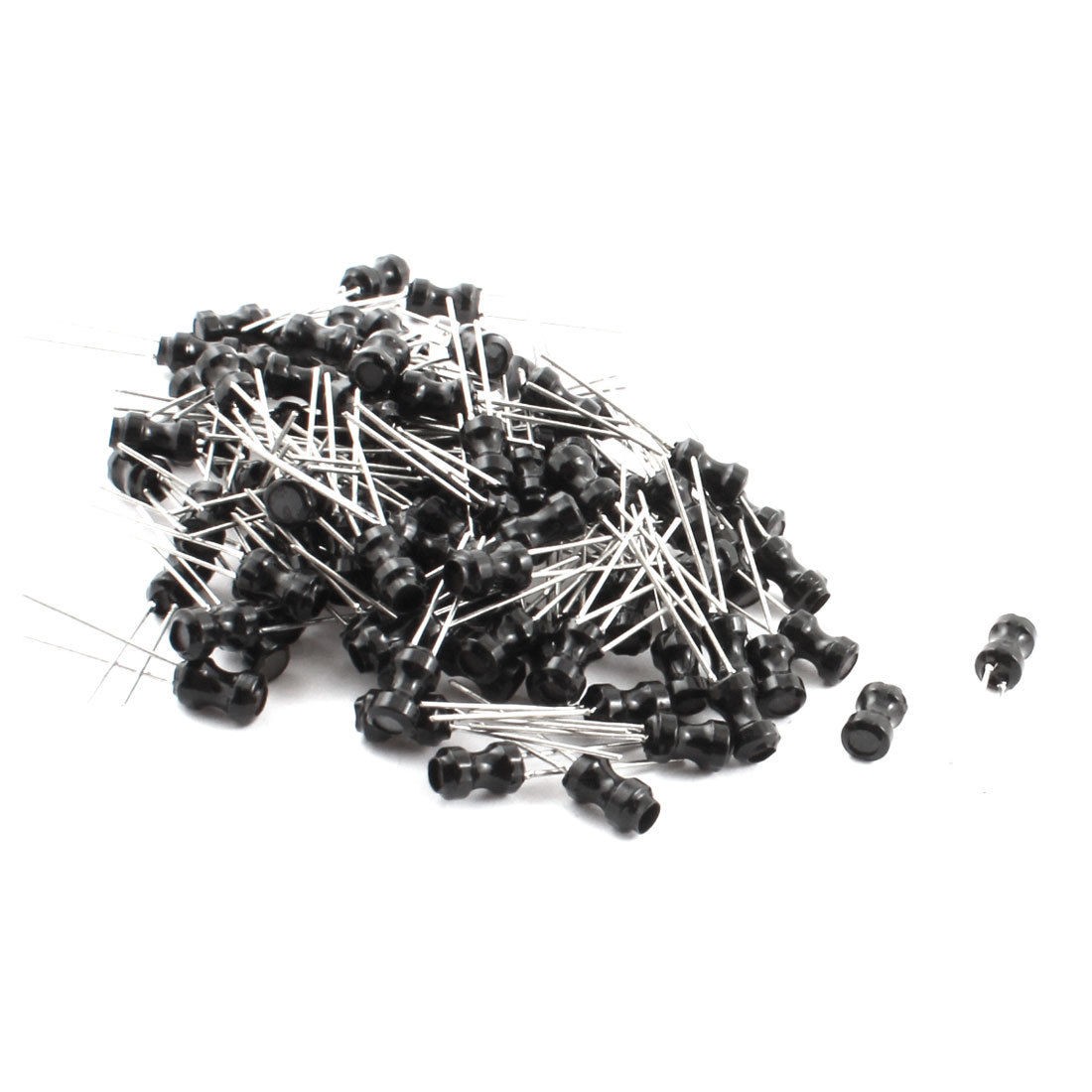 100Pcs Radial Leaded 10UH 500mA 10% 4x6mm Magnetic Core Inductors Black