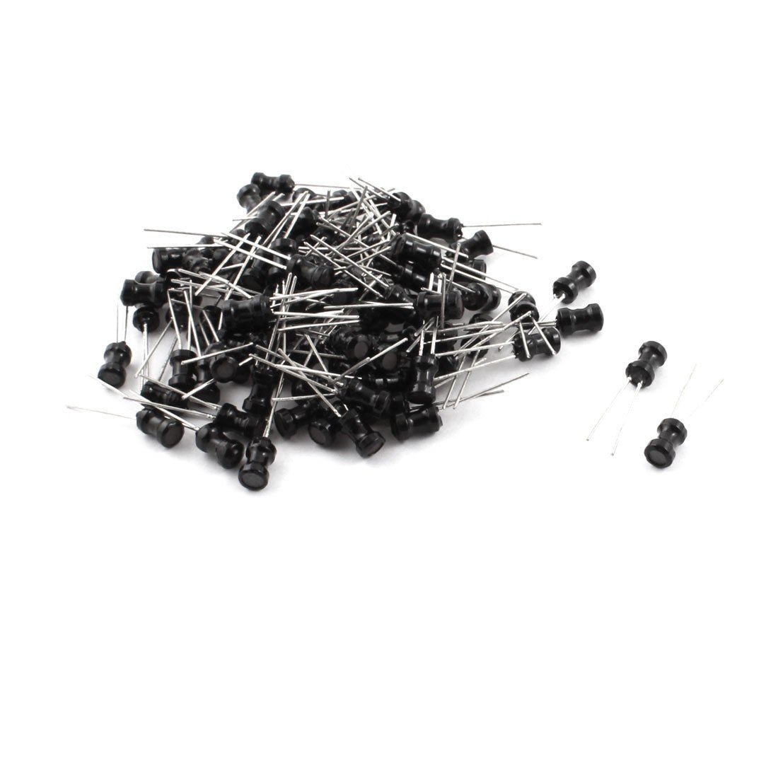 100Pcs 680uH 150mA 4x6mm 10% Tolerance Radial Lead Inductor Black