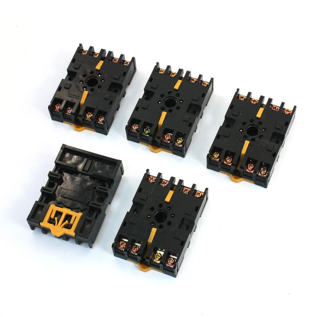 5Pcs 35mm DIN Rail Mounting 8 Screw Terminal 10A 250VAC Socket Base P2CF-08