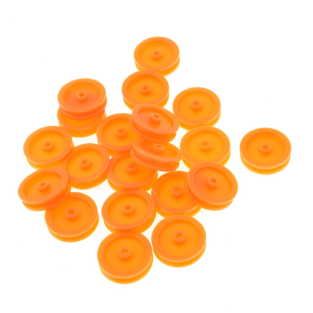 20 Pcs Orange Plastic 16.8mm Diameter 4mm Thick Grooved Belt Pulley