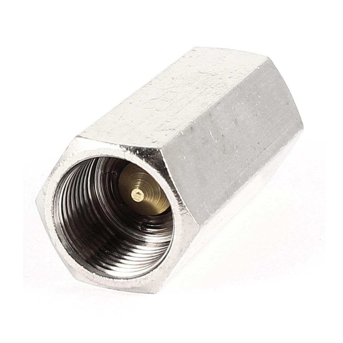 Silver Tone 15mm 3/8PT Female Thread Solid Brass Straight One Way Check Valve