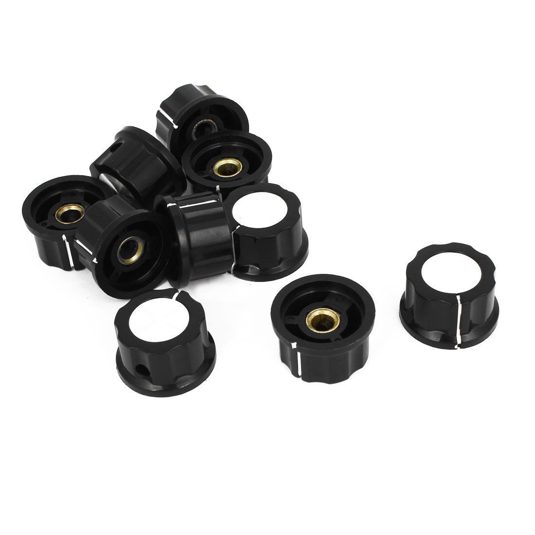 10pcs Black Plastic 6mm Female Threaded Screw Type Round Potentiometer Knob Cap
