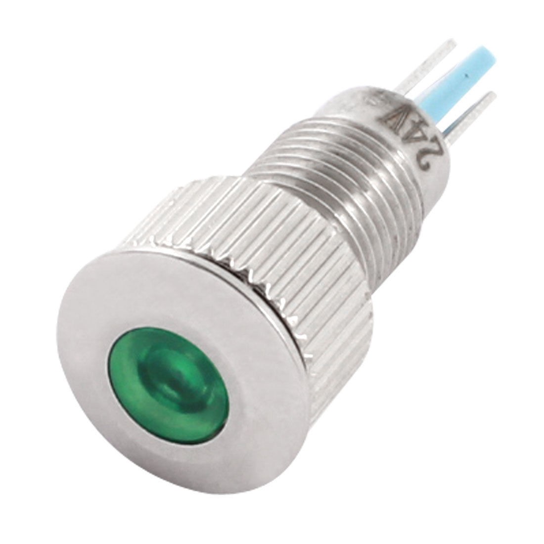 8mm Thread Panel Mount Stainless Steel Green LED Signal Indicator Light DC24V