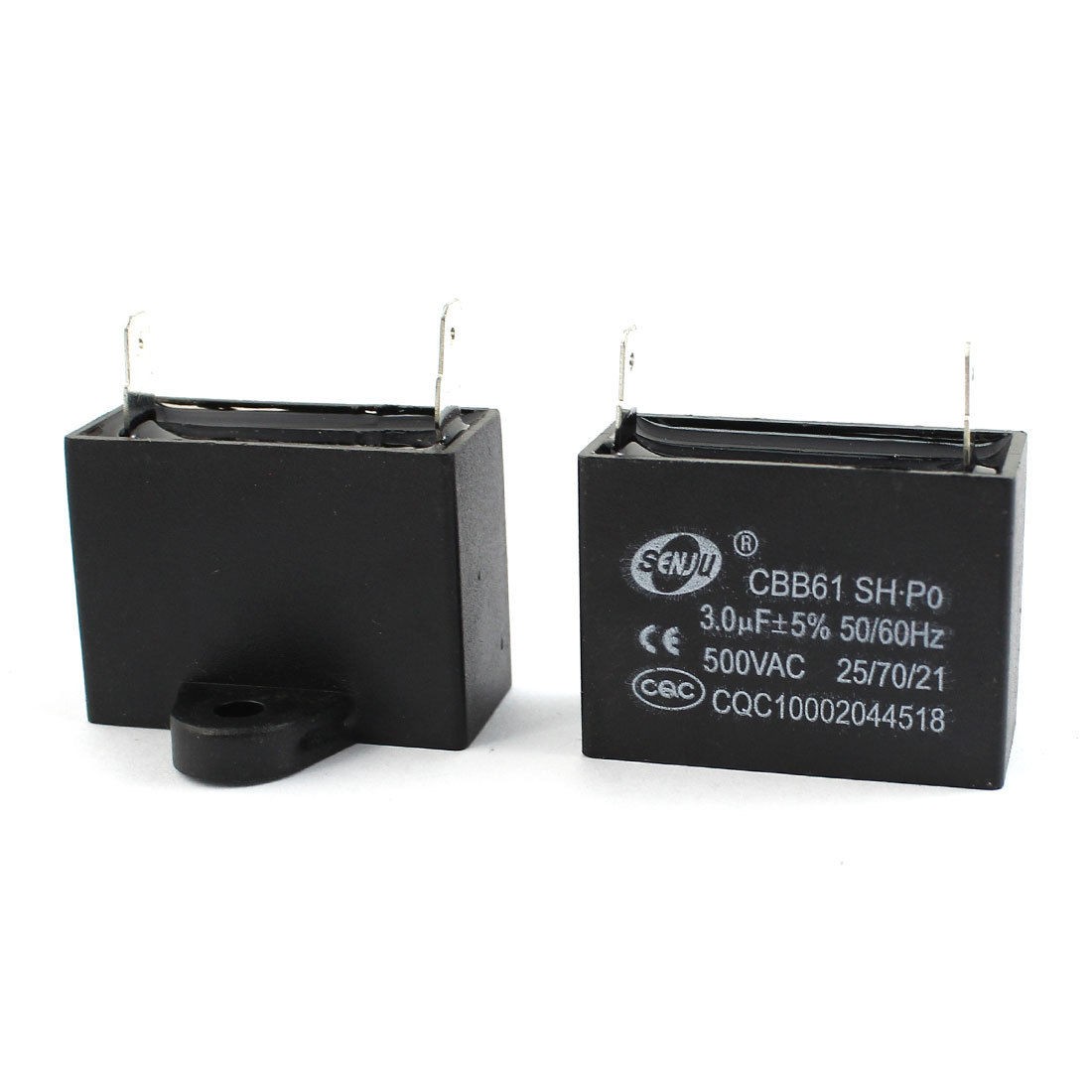 CBB61 AC 500V 3uF 2 Terminal Water Heater Motor Run Capacitor 2Pcs